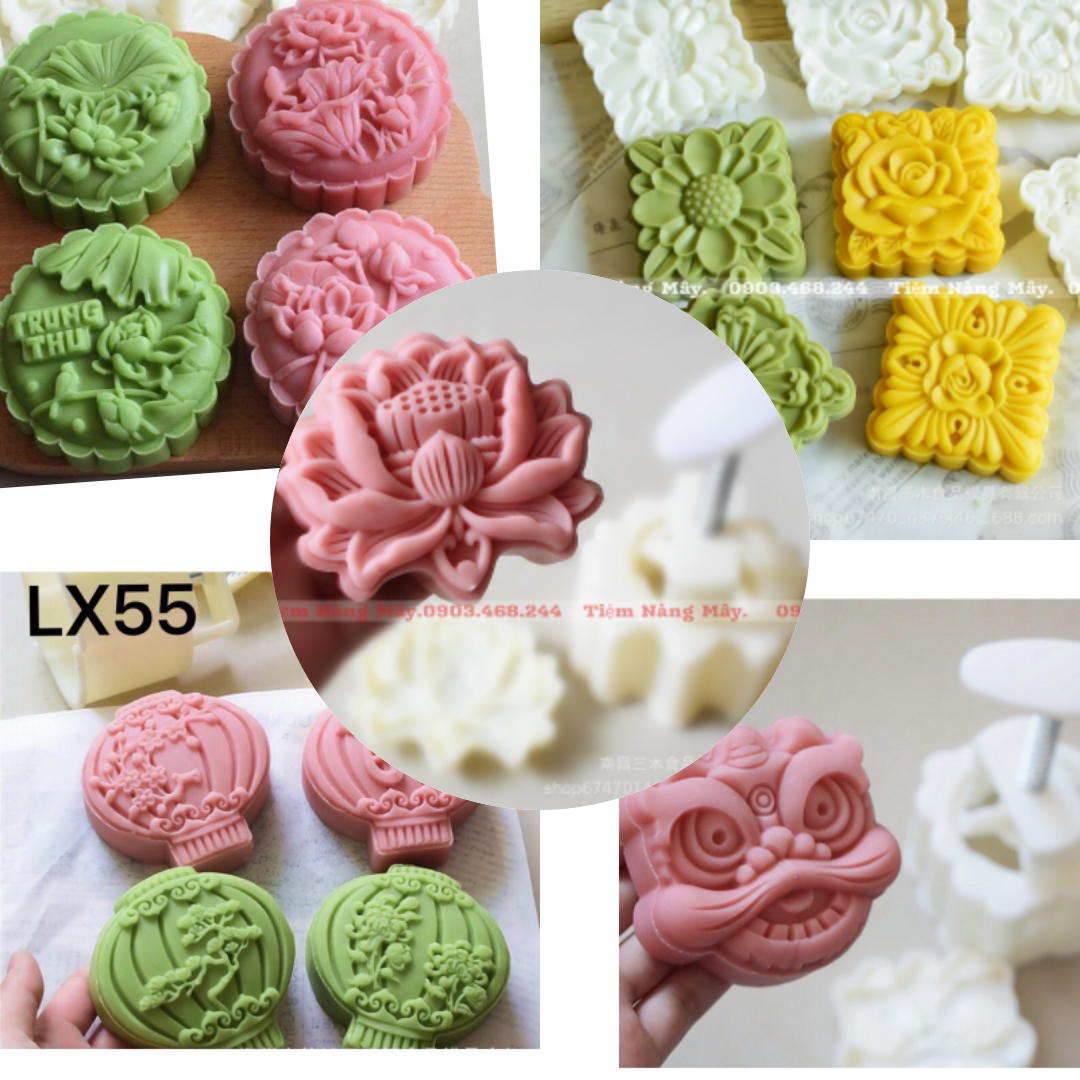 Khuôn trung thu 150g sen, cúc, lân (nhiều mẫu)