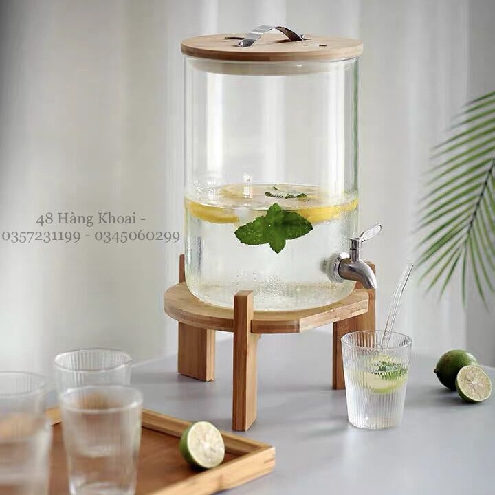 Bình nước chân gỗ có vòi 5 lít | 8 lít