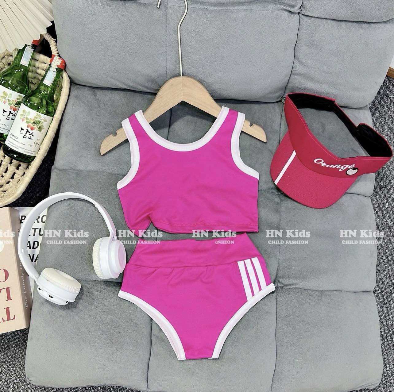 Đồ bơi 2 mảnh kèm mũ xinh bé gái |bikini cho bé diện hè