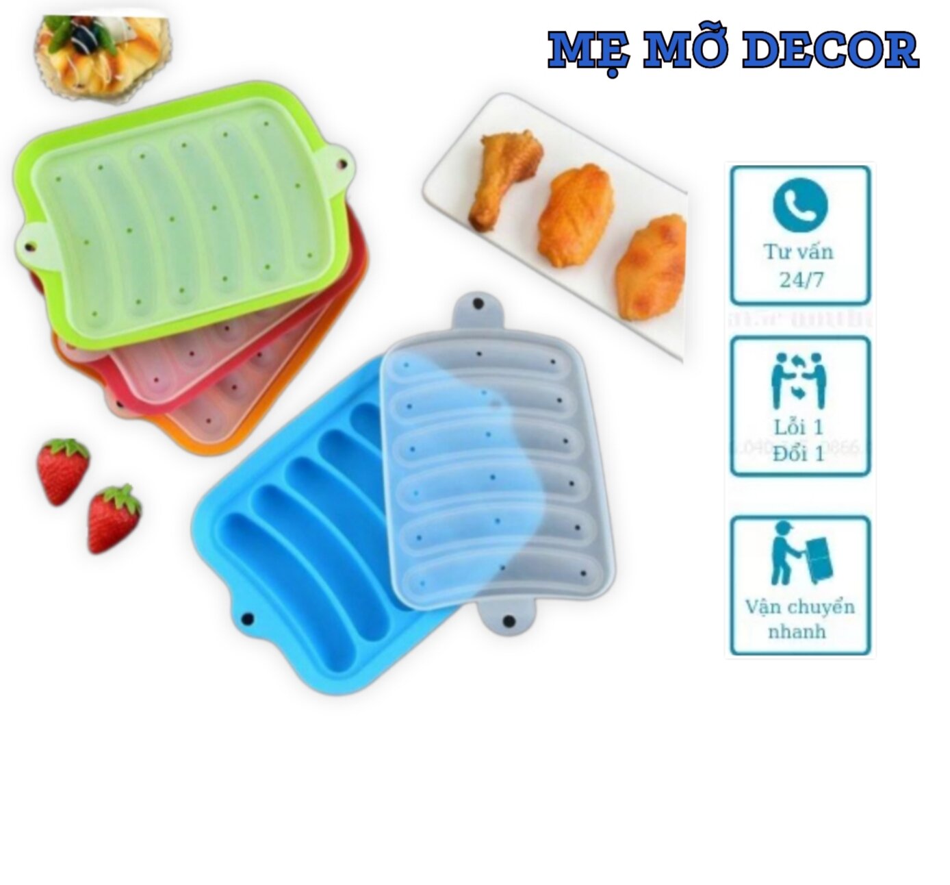 Khuôn silicon làm Xúc xích cho bé ăn dặm