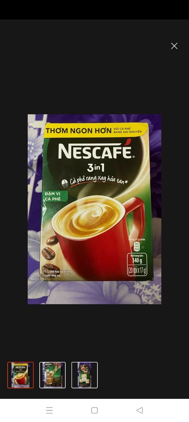 Cà phê hòa tan Nescafé 3in1 xanh đậm vị cà phê (hộp 20 gói x 17g)