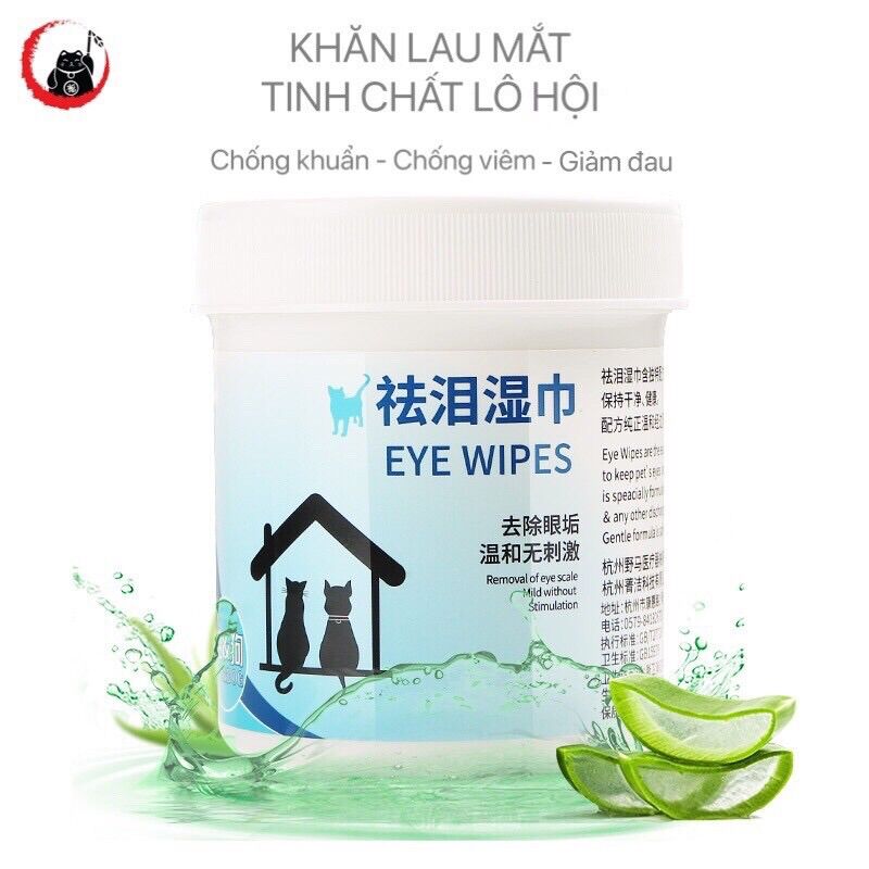 Khăn lau mắt lô hội cho mèo 100 miếng