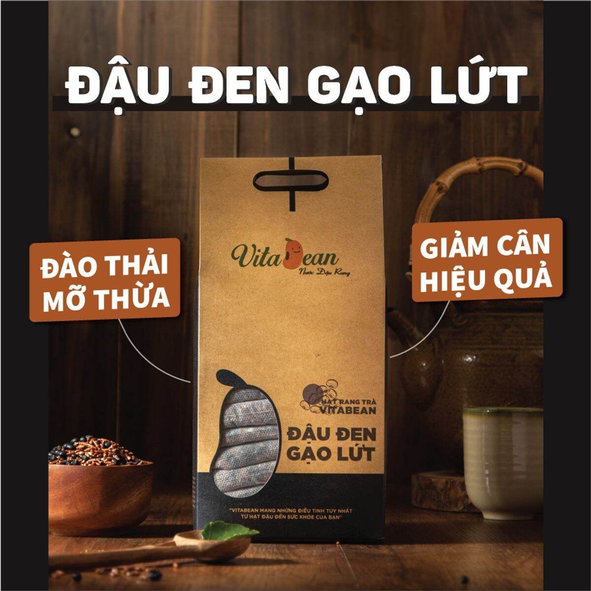 Gói trà túi lọc đậu đen gạo lứt