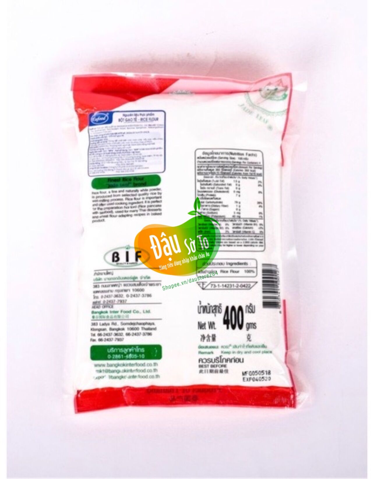 Tinh bột gạo tẻ 400g - Thái Lan nhập khẩu