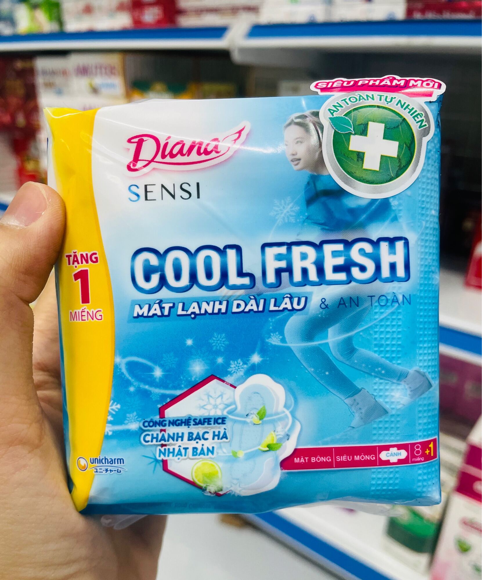 Băng Vệ Sinh Diana Cool Fresh siêu mỏng làm lạnh - Gói 8m có khuyen mai