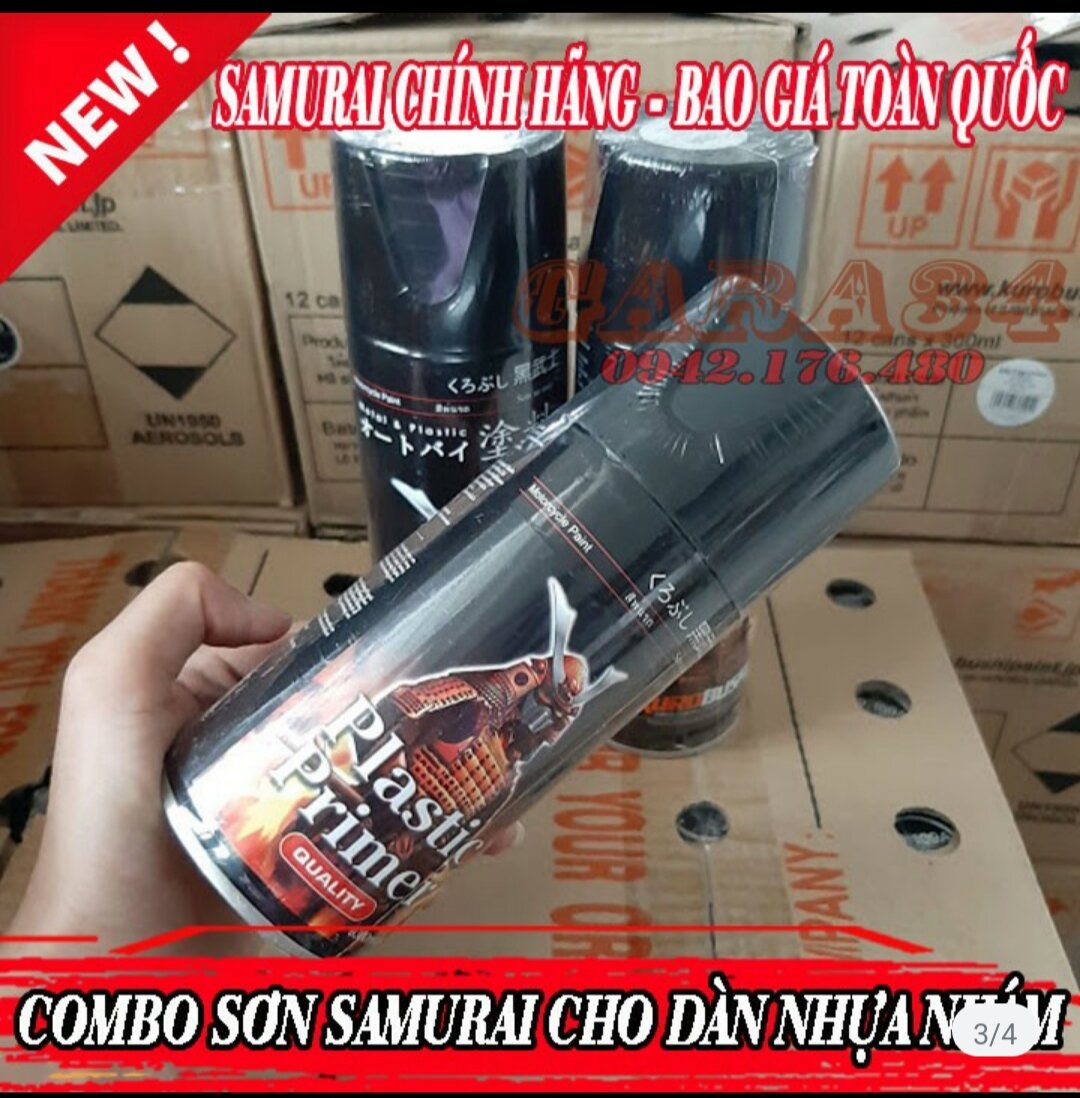 COMBO SƠN SAMURAI MÀU ĐEN NHỰA NHÁM LÓT KPP