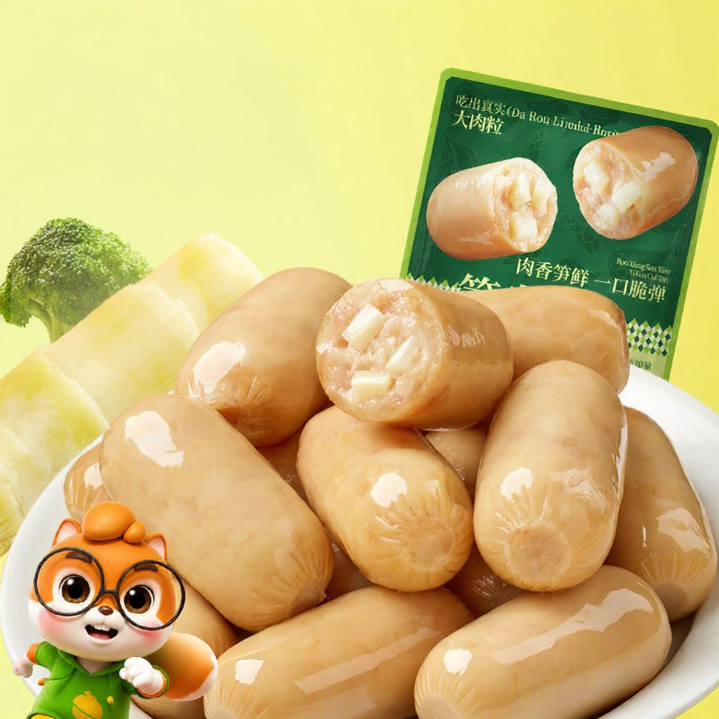 Three Squirrels | Xúc Xích Gà và Heo với Măng Tre Sẵn Ăn 500g