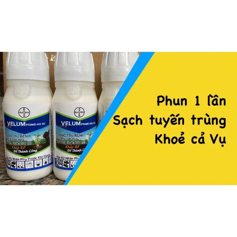 VELUM prime 400SC của Bayer chai 50ml và 100ml Thuốc phòng trừ bệnh tuyến trùng. Phun 1 lần Sạch tuyến trùng khoẻ cả vụ