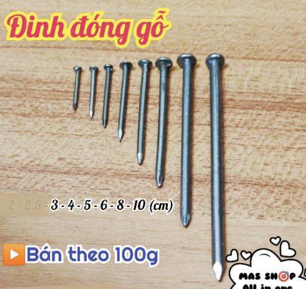 [Bán lẻ theo 100g] Đinh đóng gỗ nhiều kích cỡ