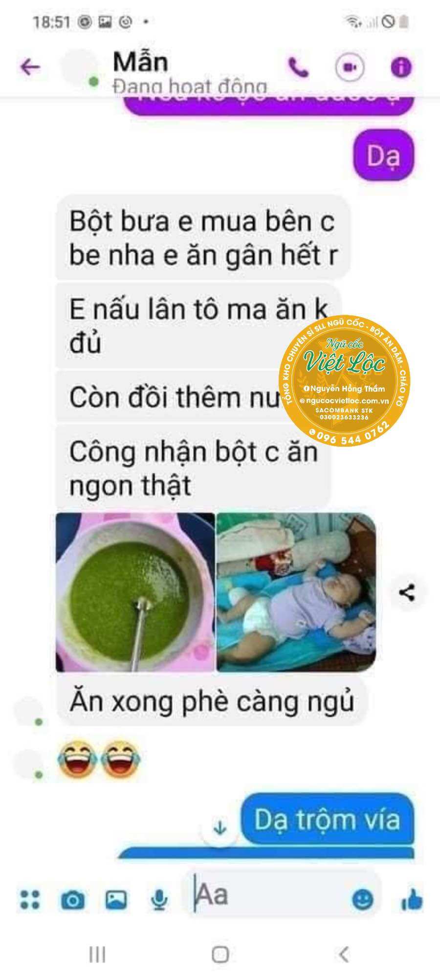 Bột ăn dặm Việt Lộc ( loại dành cho bé 4m-11m)