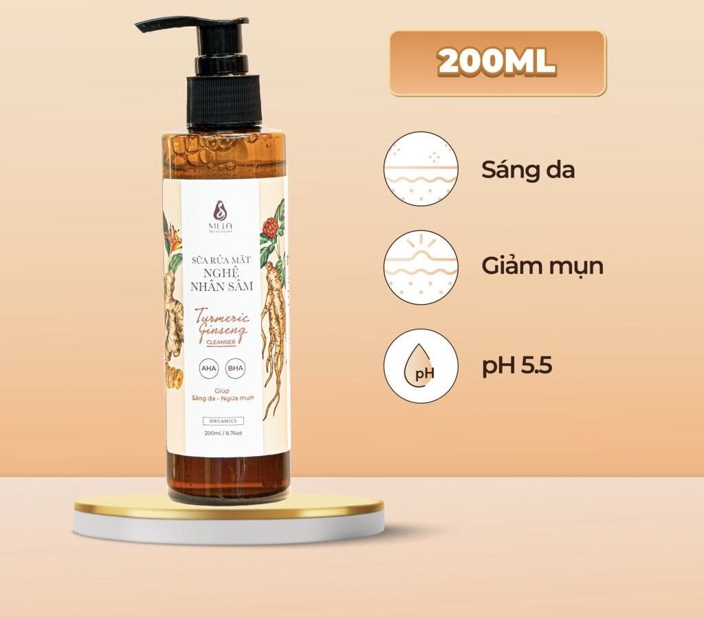 Sữa rửa mặt nghệ nhân sâm mela cho da dầu mụn sáng da tẩy tế bào chết 200ml