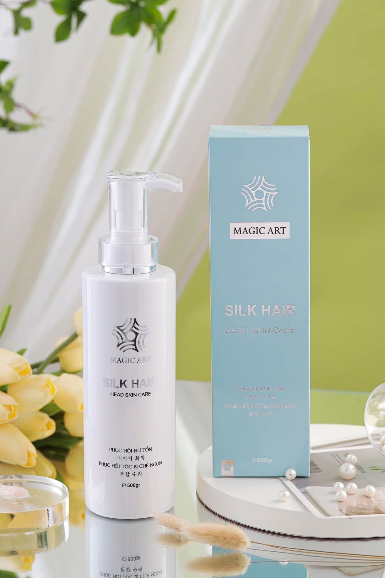 Phục hồi tóc magic art cao cấp chai 500ml, phục hồi tóc yếu nát khô sơ chẻ ngọn