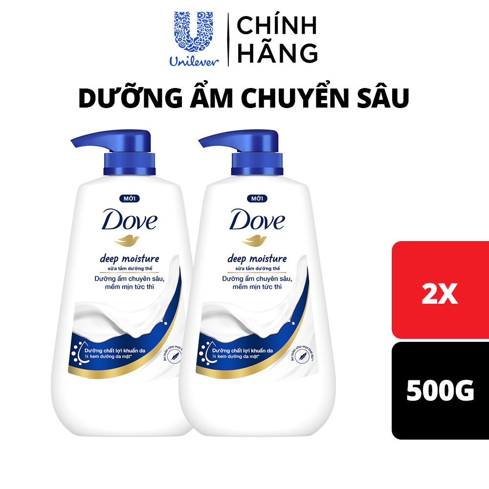 Combo 2 Sữa Tắm Dove Dưỡng Thể Trắng Sáng Mềm Mịn Tức Thì 500G