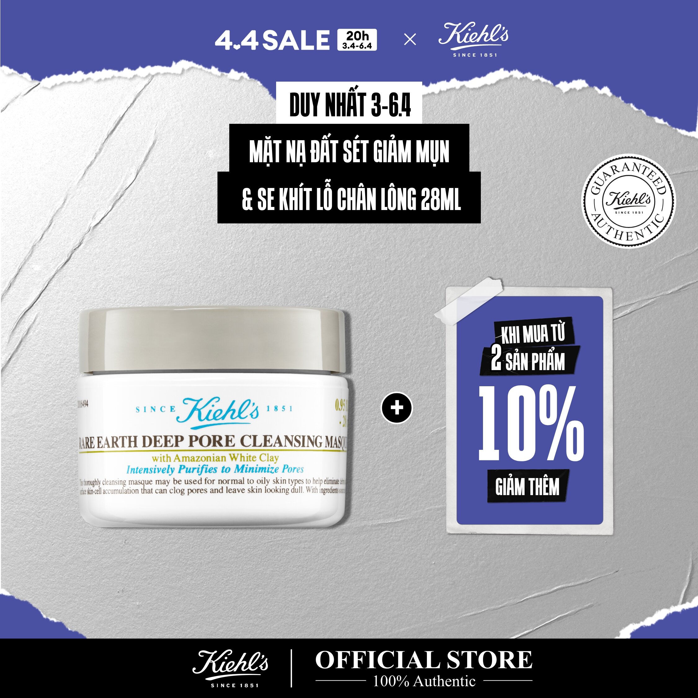Mặt nạ đất sét Kiehl's Rare Earth Deep Pore Cleansing Masque 28ml
