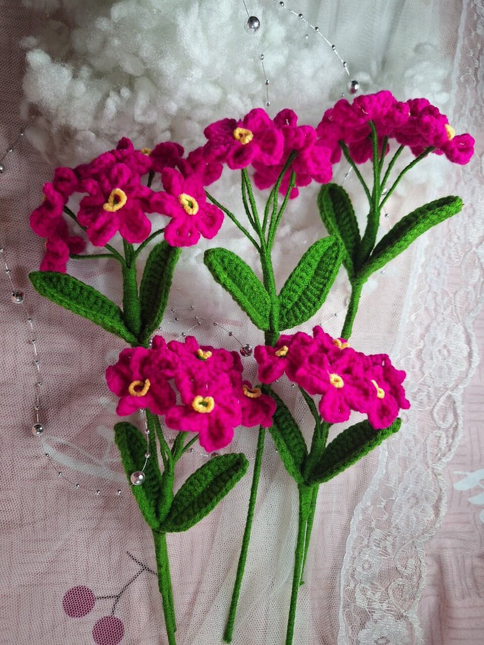 Bó hoa lưu ly bằng len handmade 15 bông
