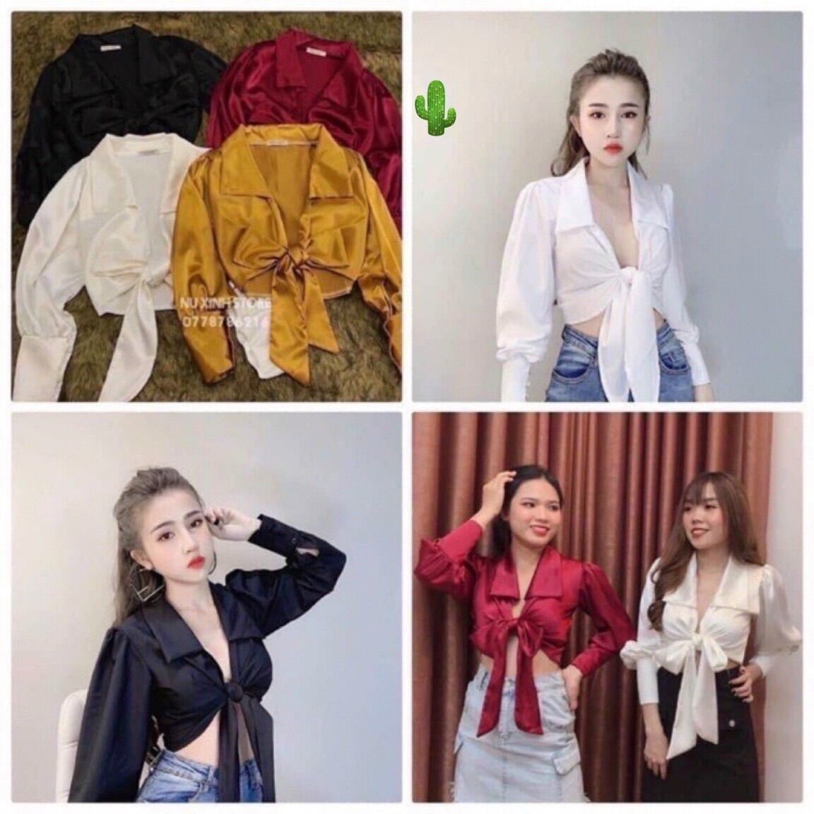 [HCM] ÁO KIỂU ÁO SƠ MI CỘT EO CHẤT PHI BÓNG ĐẸP FROM DƯỚI 50KG