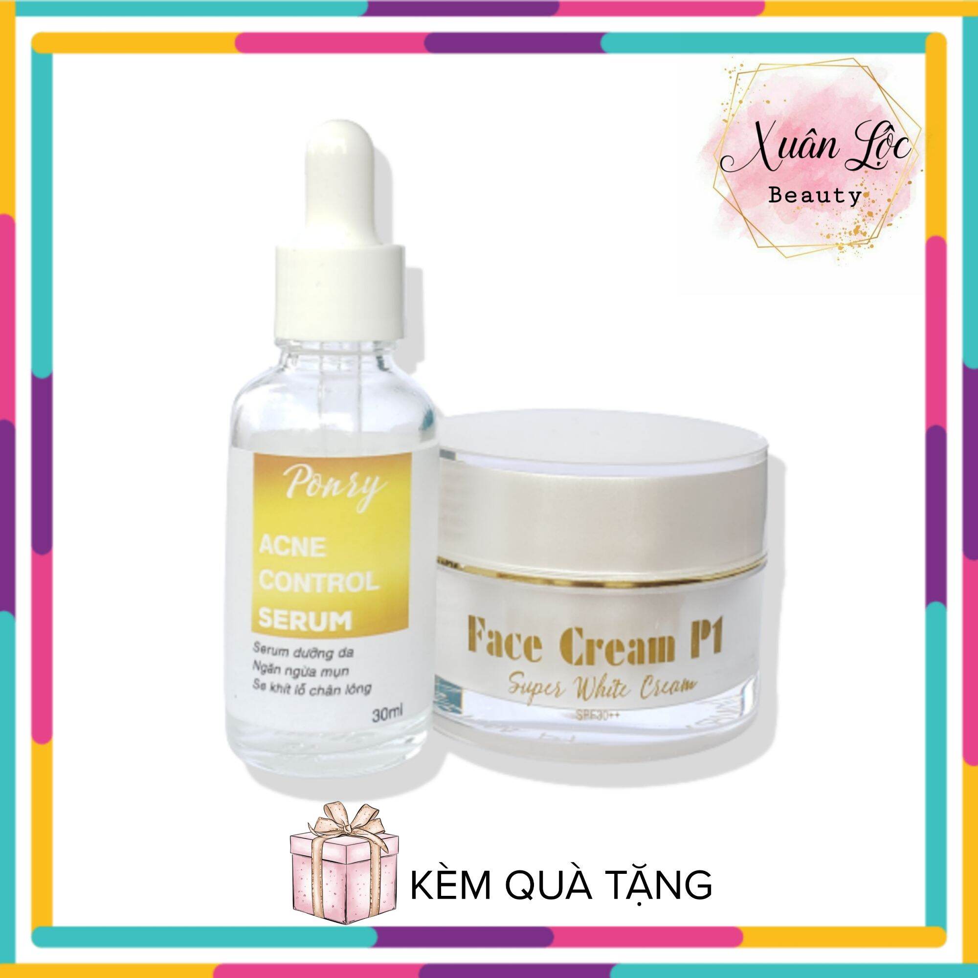Combo Serum HA và Kem Face P1 Ponry 5g dưỡng trắng da se khít lỗ chân lông kèm quà tặng