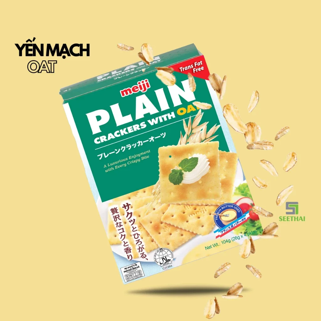 BÁNH QUY ĂN KIÊNG MEIJI PLAIN CRACKERS 104G (không đường, không chất  béo chuyển hóa)