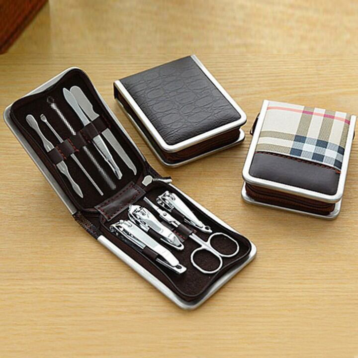 🏕 hcm 🏕 bộ dụng cụ cắt móng tay đa năng hộp da gồm 9 món bằng thép không rỉ