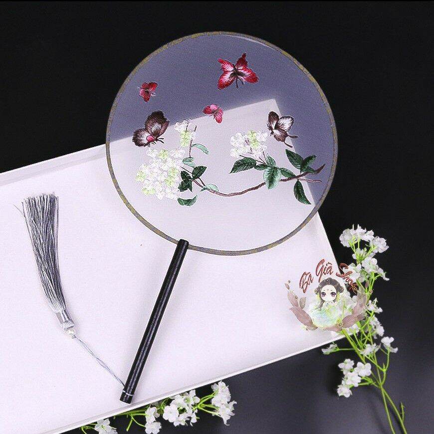 Quạt tròn thêu quạt thêu cổ trang (nhiều mẫu)