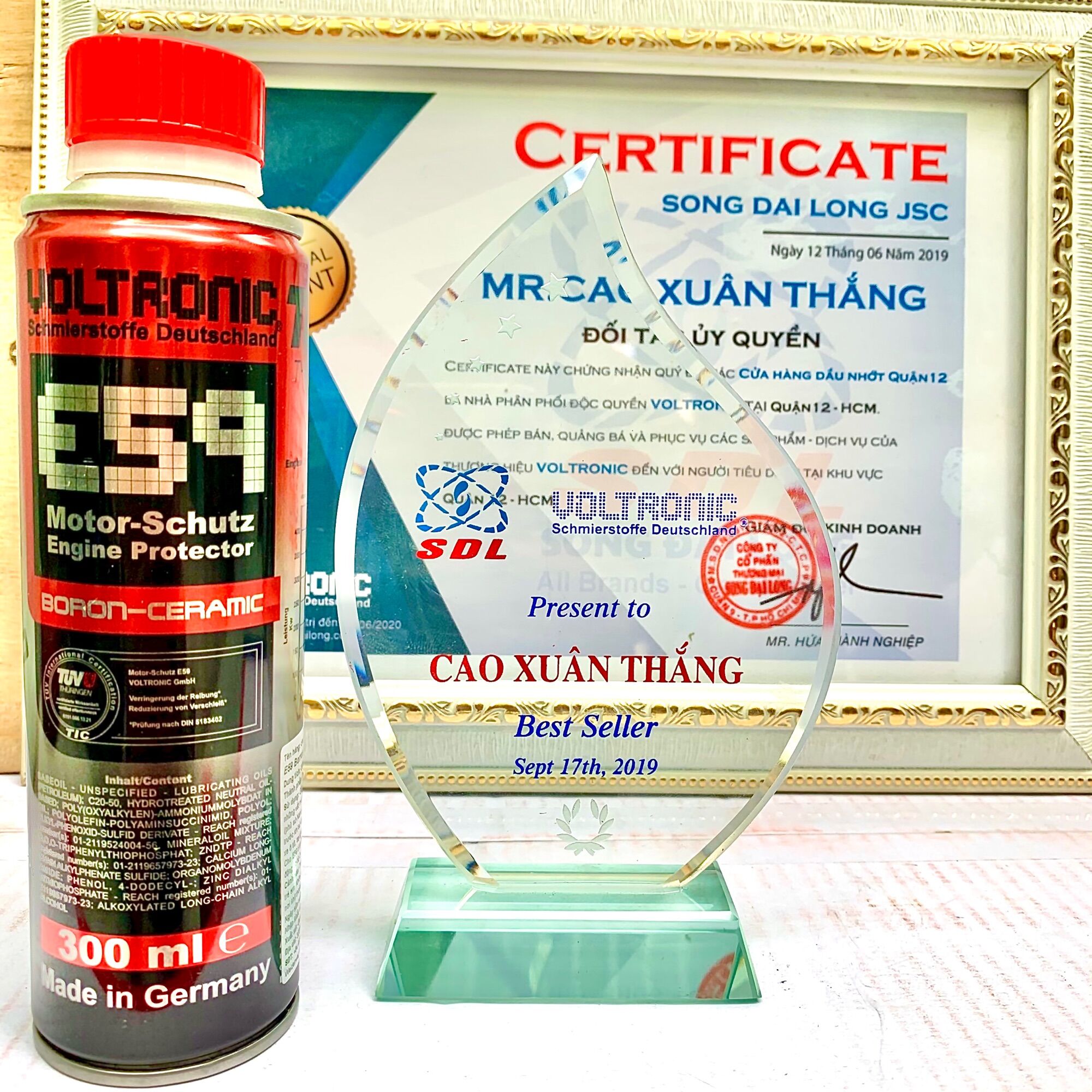 Phụ gia nhớt Voltronic E59 Moto-Schutz Engine Protector - Phủ Sứ Ceramic Động Cơ