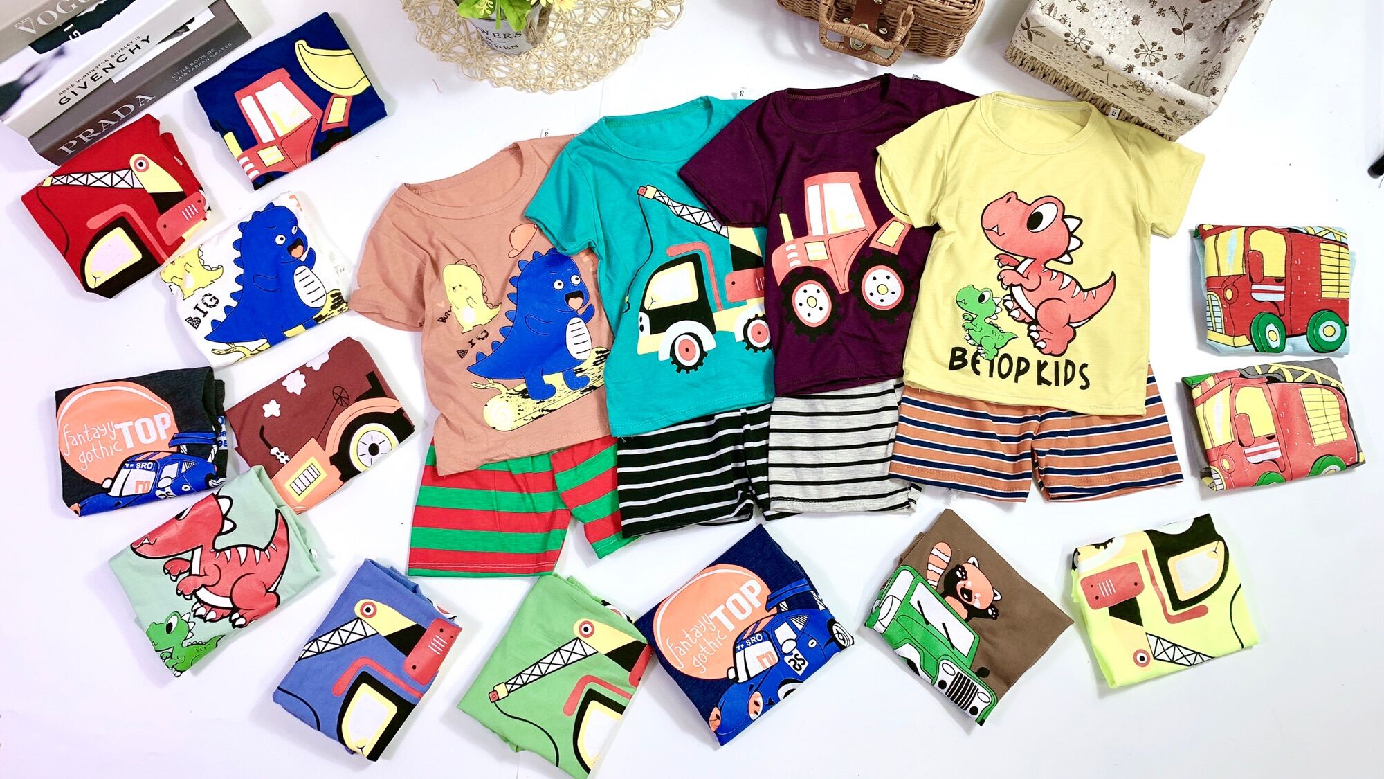 B5119 combo 5 bộ bé trai từ 1-5 tuổi cotton mềm mịn