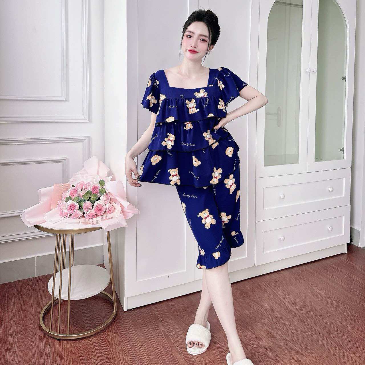Đồ Bộ Bigsize Lụa Nhật  Cao Cấp - Hàng Chuẩn Size, Chất Mát - Tay ngắn quần lửng