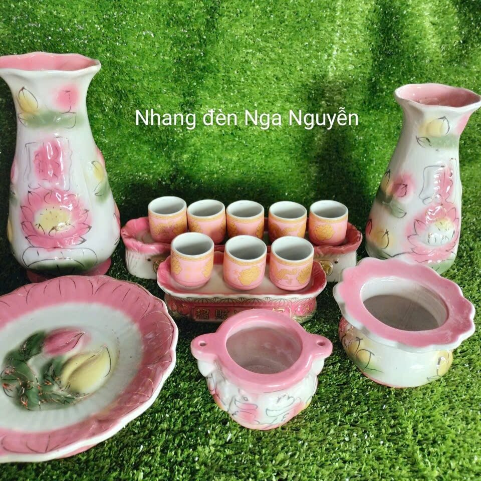 Bộ áng 3 ly,5 ly đựng nước thờ cúng hồng đào