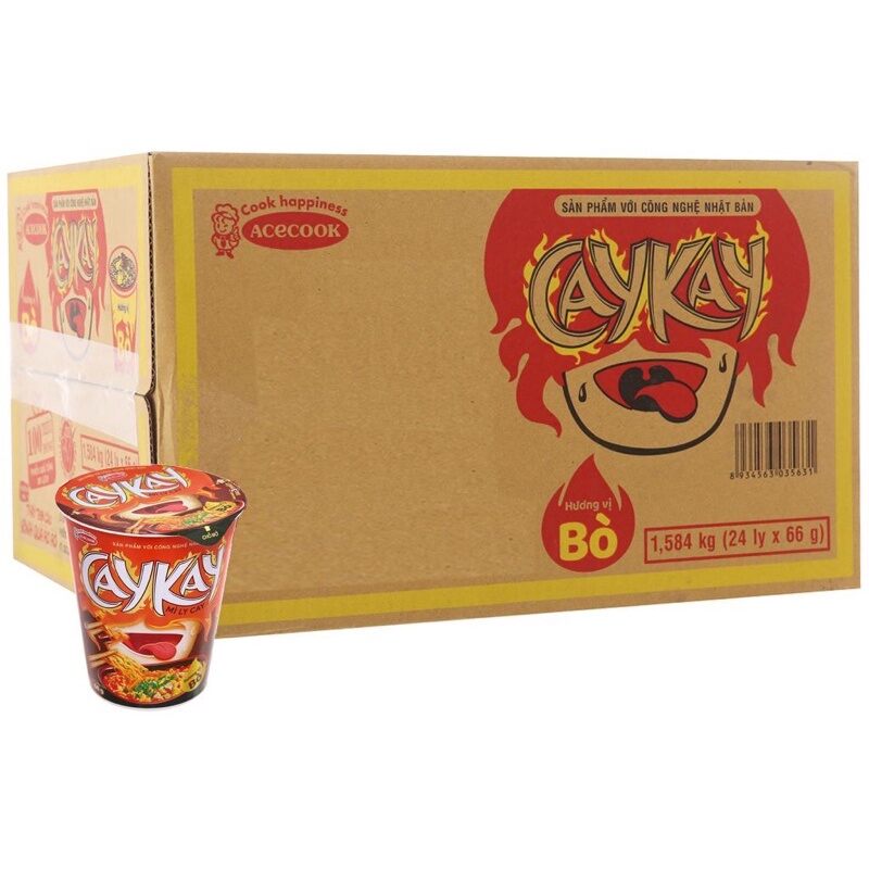 Mì Ly CayKay Hương Vị Bò (66g × 24 ly)...date mới