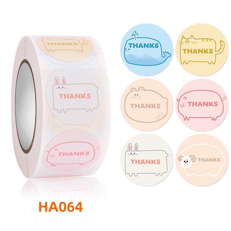 Cuộn 500 miếng sticker thank you GUEM