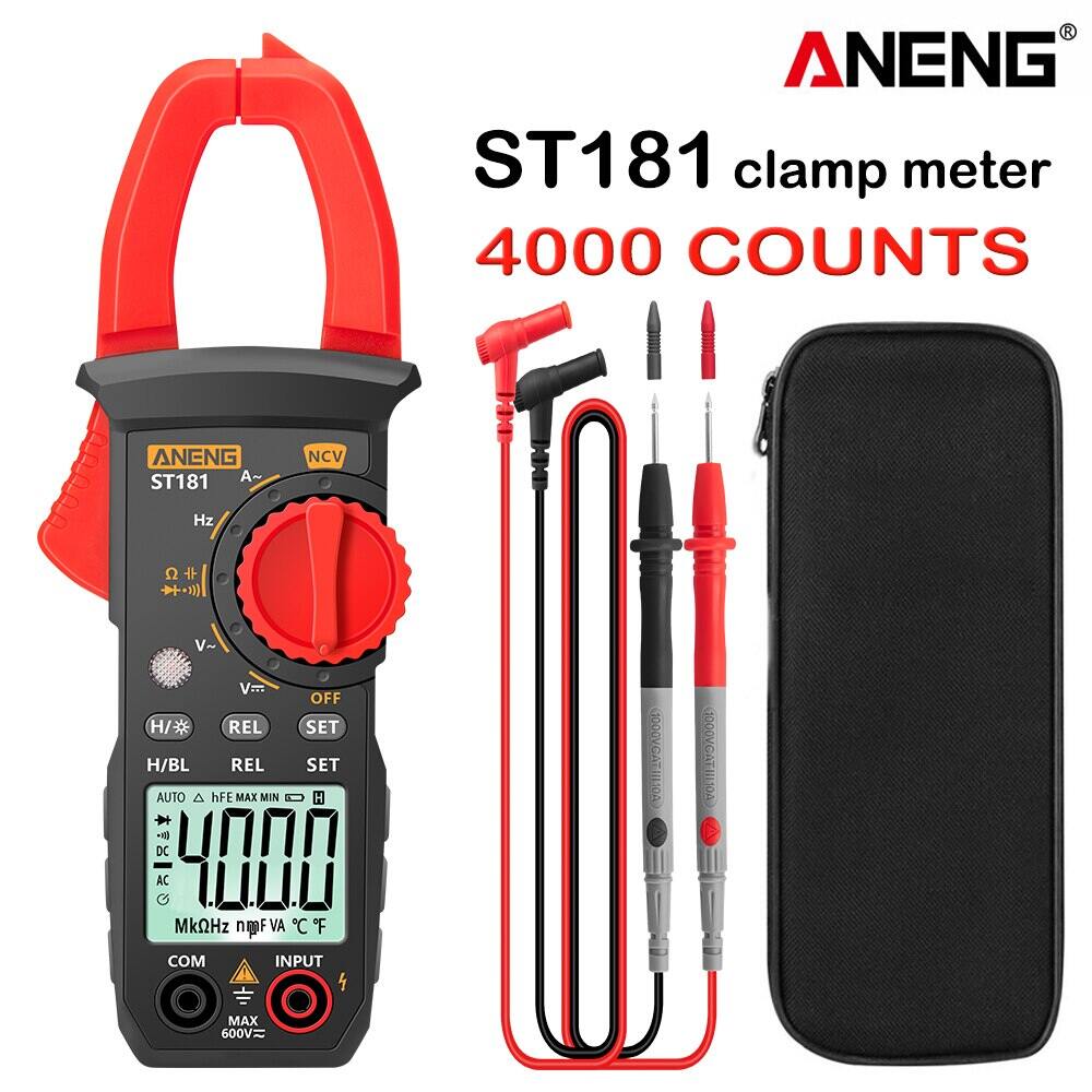 Aneng St181 Kẹp Mét Đồng Hồ Vạn Năng Kỹ Thuật Số Máy Đo Dc/ac Điện Áp 4000 Đếm Với Thử Nghiệm Điện D