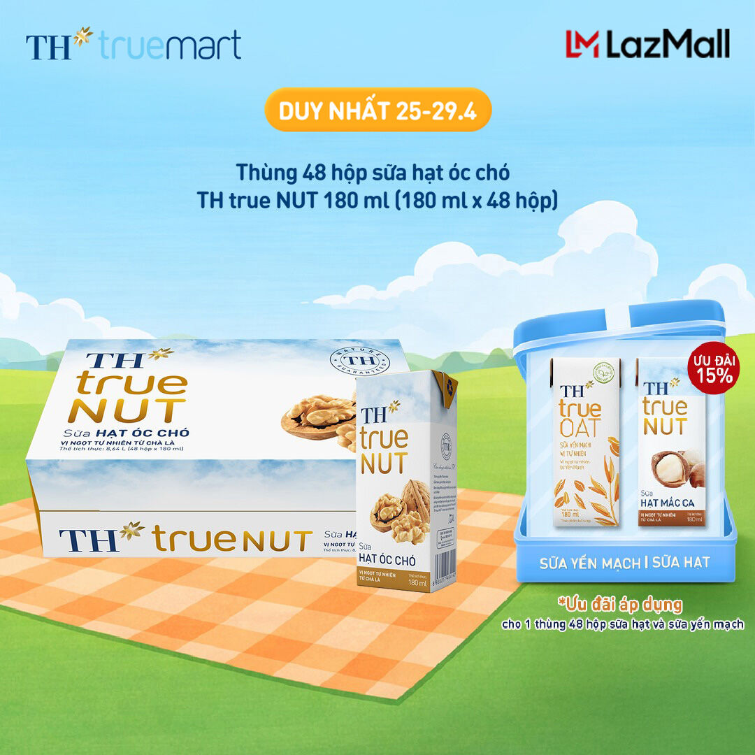 Thùng 48 hộp sữa hạt óc chó TH true NUT 180 ml (180 ml x 48)