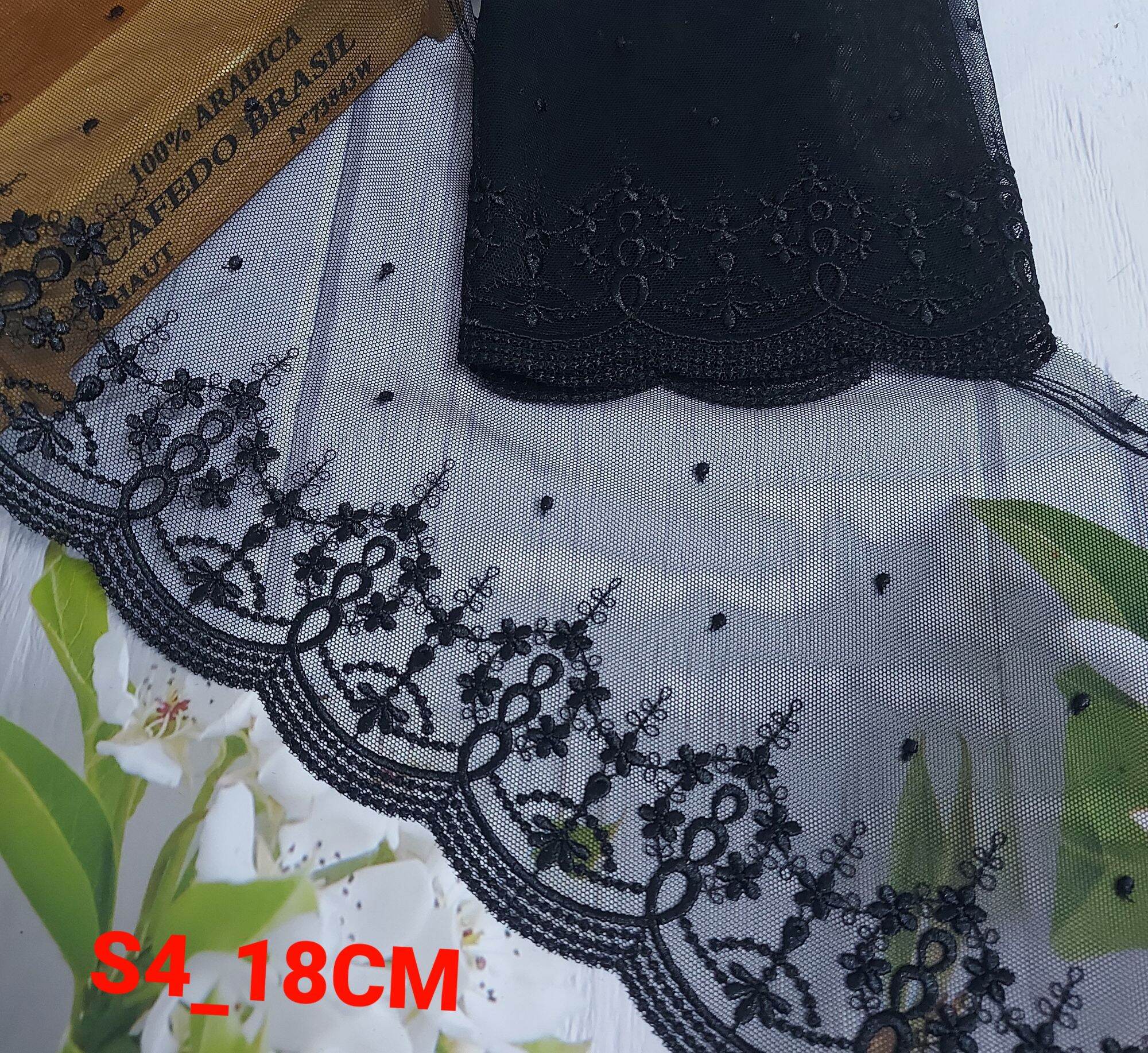 (1 MÉT) REN  LƯỚI TẤM  THÊU CHÂN, GAM MÀU ĐEN ,CÓ NHIỀU MẪU ,MAY NỘI Y ,BẢN RỘNG 18_24CM
