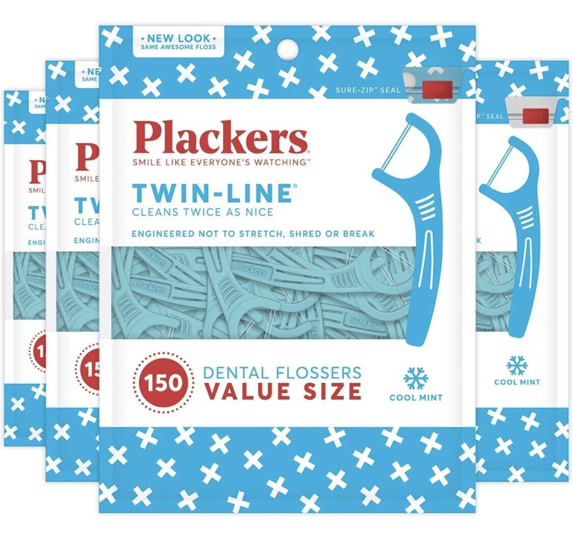 Tâm chỉ xỉa răng nha khoa Plackers Dental Flossers Twin Line Cool Mint 150 Cây hàng Mỹ