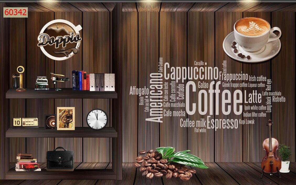 Tranh dán tường 3D, tranh dán quán cà phê trà sữa