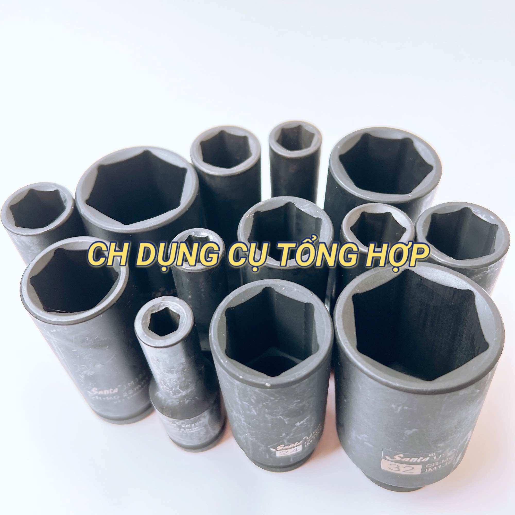 Tuýp 1/2inch 8mm đến 32mm dài đen Santa (Tuýp mở bulong 1/2" dài đen/ Đầu khẩu dài đen 1/2'')