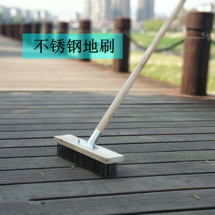 Bàn chải sắt sợi thép cán dài bàn chải sàn gia dụng bàn chải làm sạch cỡ lớn rêu xanh loại bỏ gỉ công nghiệp lông cứng