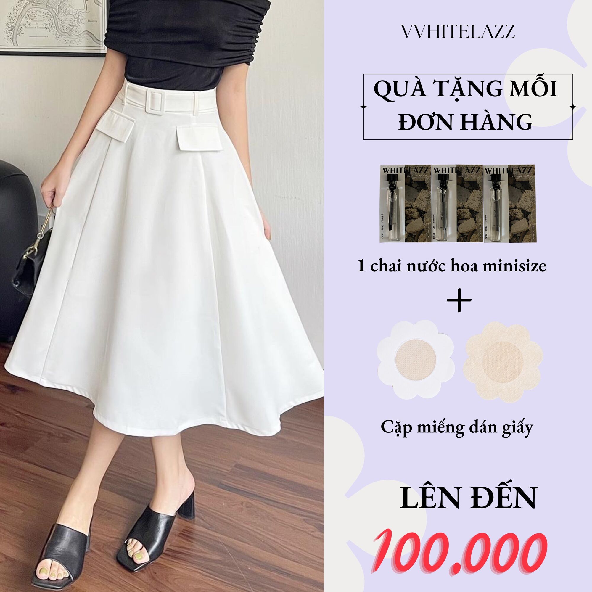 Whitelazz | chân váy kèm nịch - lauren skirt