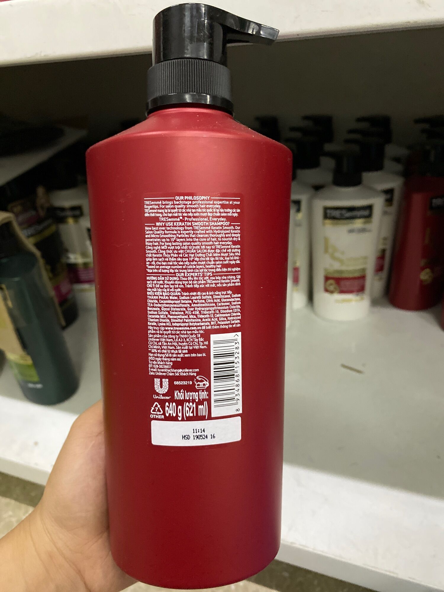 Dầu Gội tresemme keratin smooth 640G ( mầu đỏ)