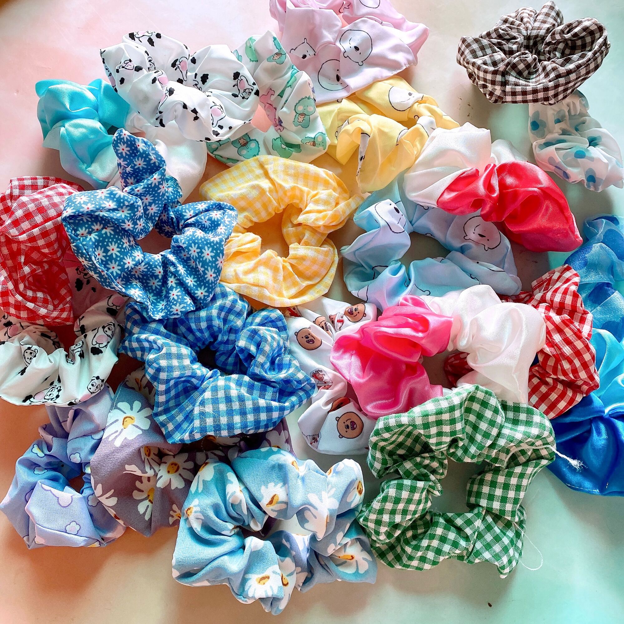 {Ảnh thật} SET MIX 5-10 SCRUNCHIES VẢI ĐẸP,  ĐỦ KIỂU, CỘT TÓC VẢI ĐEO TAY THỜI TRANG NỮ