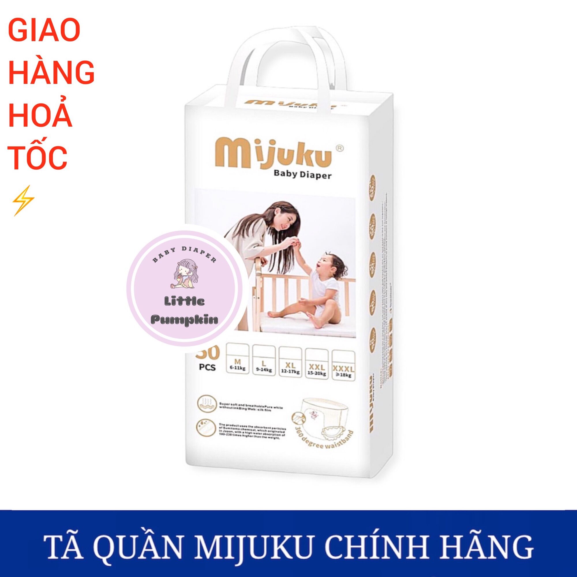 [50 MIẾNG] BỈM QUẦN/TÃ QUẦN MIJUKU CHO BÉ ĐỦ SIZE