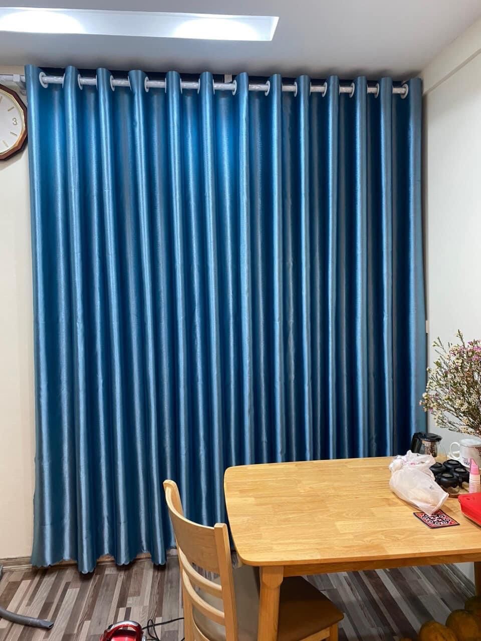 Rèm xanh dương- rèm cửa sổ, cửa chính, cản nắng, cản sáng 96%, vân chìm, sang trọng, tặng thêm quà