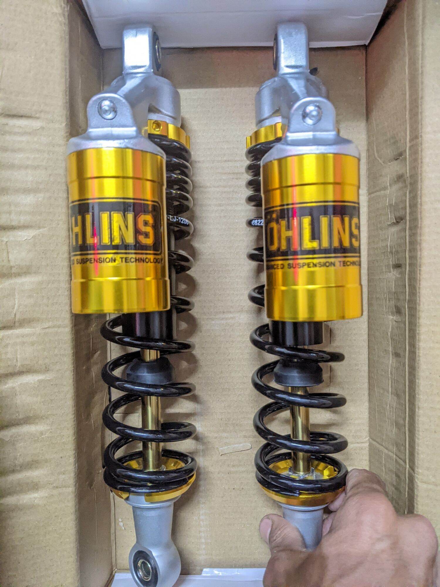 Phuộc Ohlins bình vàng lò xo đen ty vàng gắn Dream Wave Elegant Galaxy Future Axelo Cub Sirius Taurus Jupiter xe điện