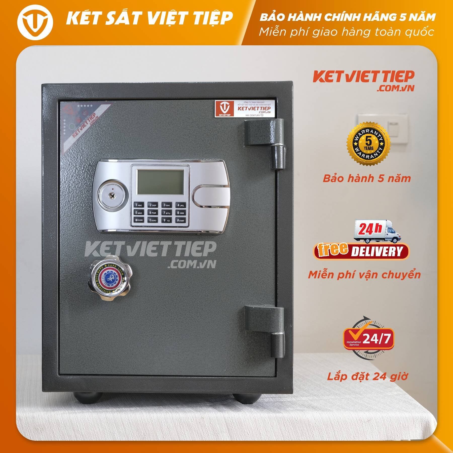 Két Sắt Việt Tiệp Khóa Điện tử Chống Cháy Chuẩn Phong Thủy KVTE716DT - Két Sắt Điện Tử Việt Tiệp
