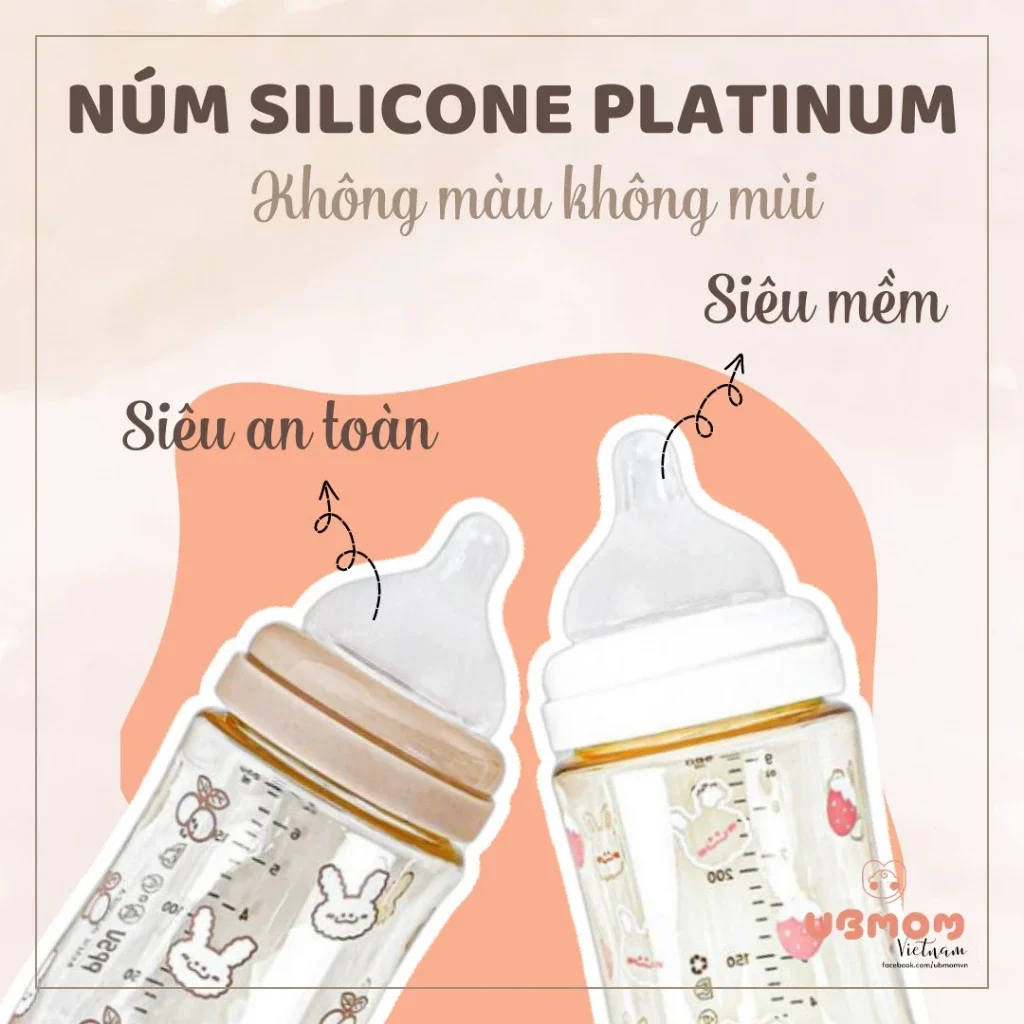 Núm ty bình sữa Ubmom Hàn Quốc size S, M, L +