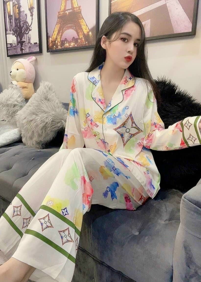 (Size 40-60kg) Bộ Lụa Thiết Kế Tay Dài Quần Dài