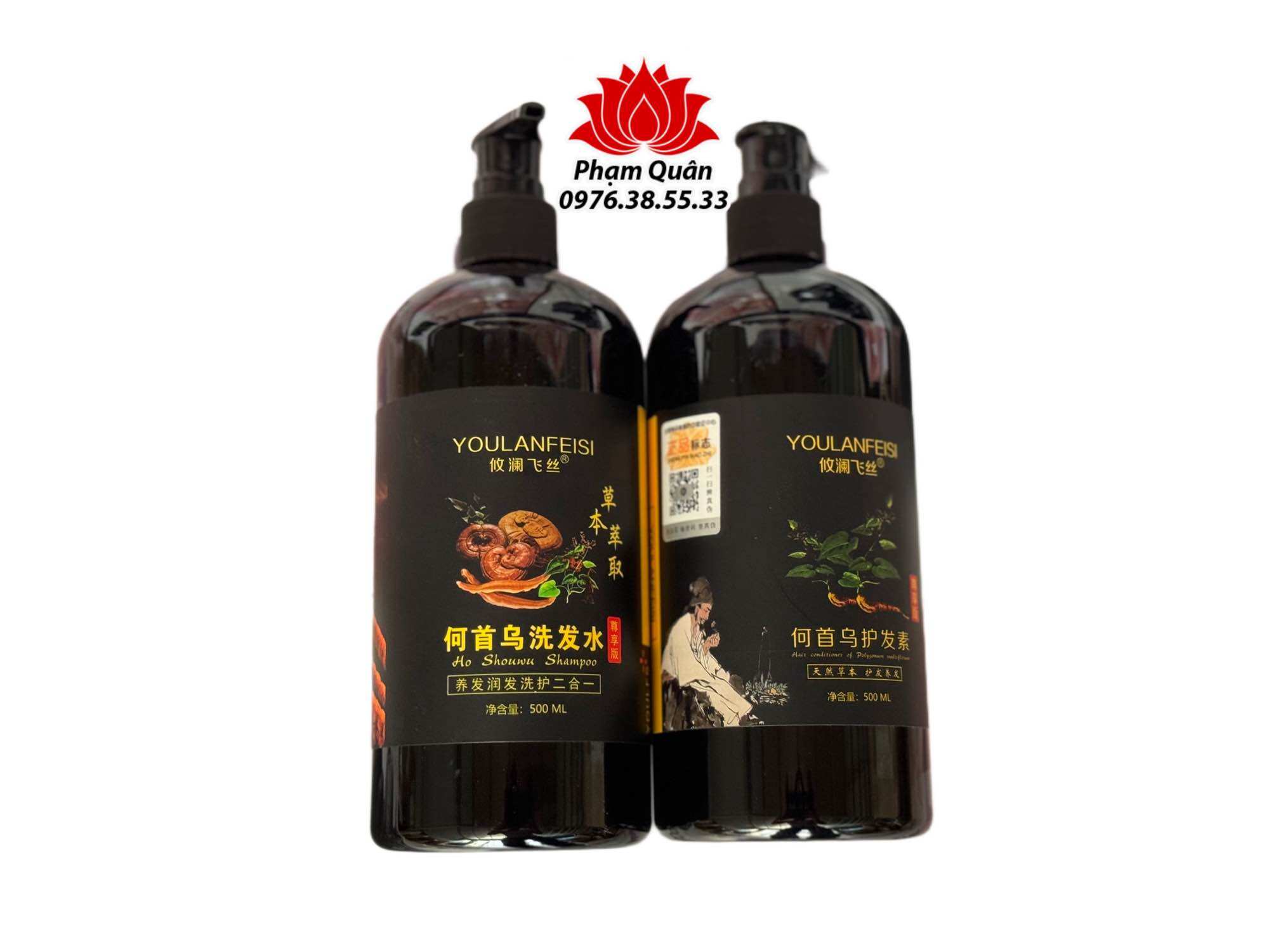 Cặp dầu gội thảo dược Hà Thủ Ô- Linh Chi 500ml