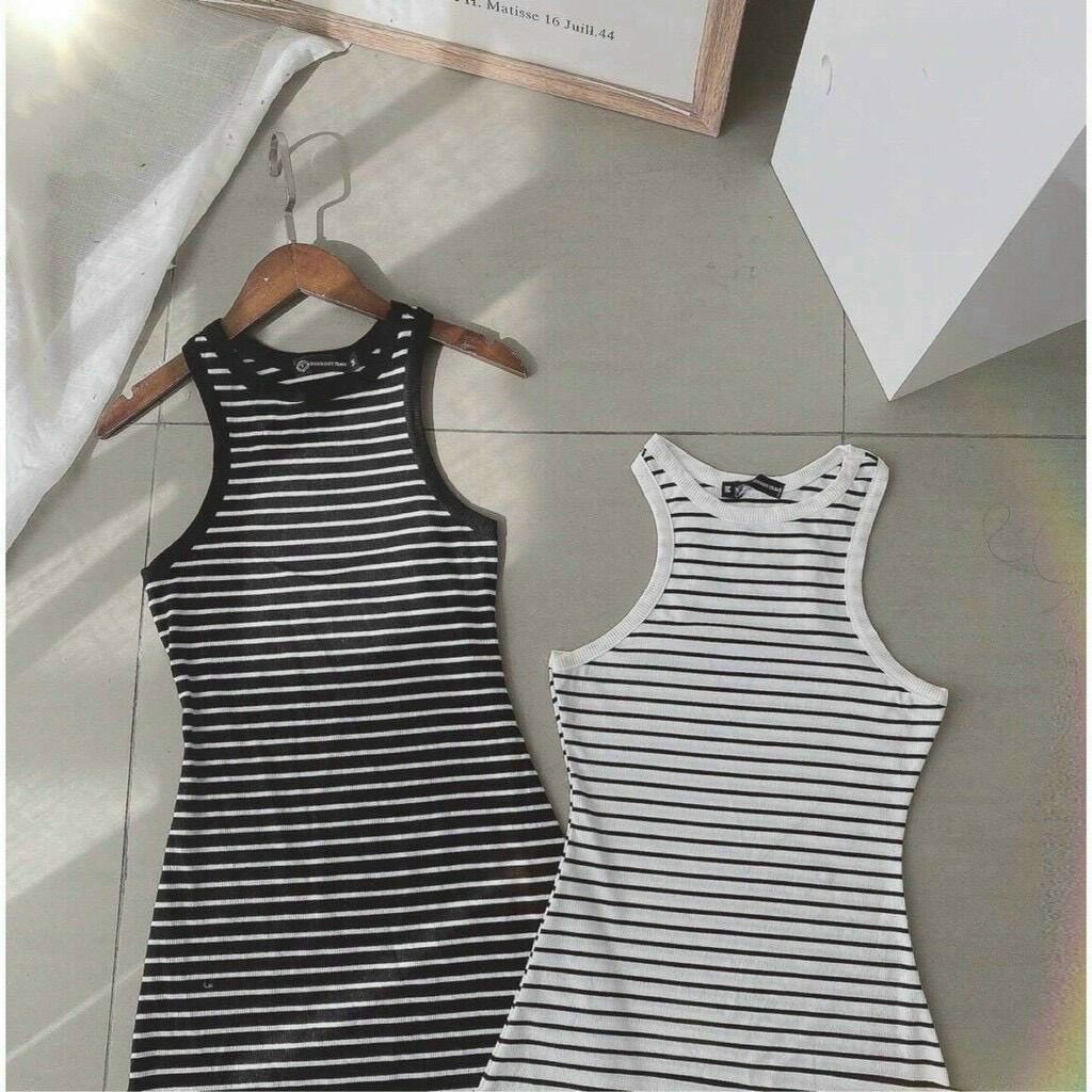 Đầm Ôm Body Ba Lỗ Sọc Ngang