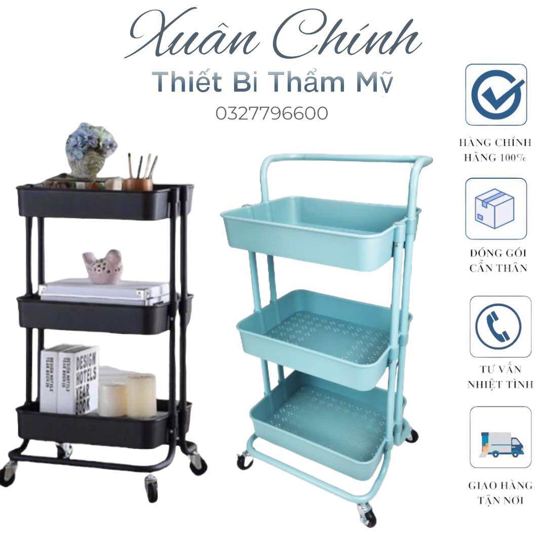 Xe đẩy spa chuyên dụng 3 Tầng Đa Năng - Kệ Để Đồ Trang Điểm