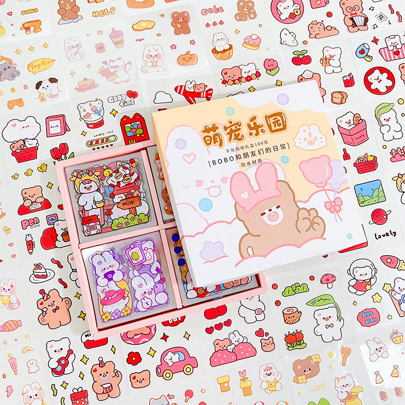Hộp 100 tấm hình dán sticker dùng trang trí